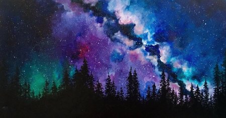 Звездное небо акварелью