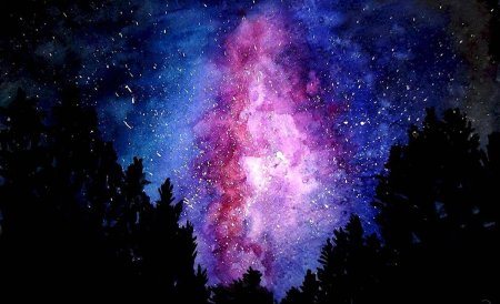 Звездное небо акварелью