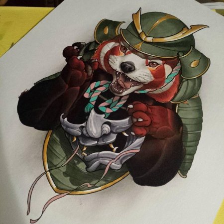 Тату панды в японском стиле