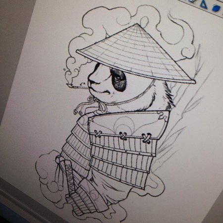 Панда Самурай эскиз