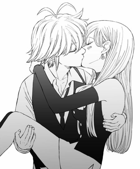 Мелиодас и Элизабет поцелуй Манга