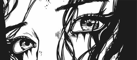 Аниме глаза чб