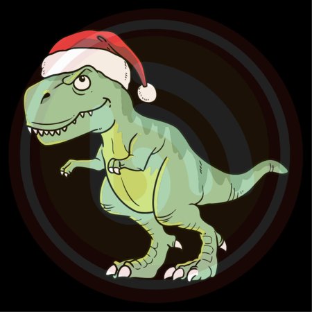 Динозавр в новогодней шапке