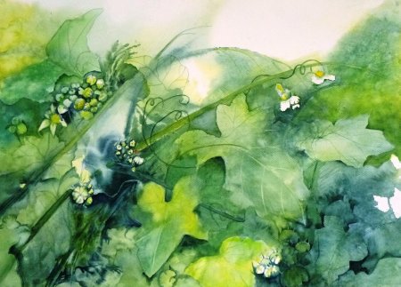 Акварель в зеленых тонах