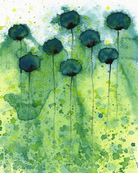 Абстрактные цветы акварелью