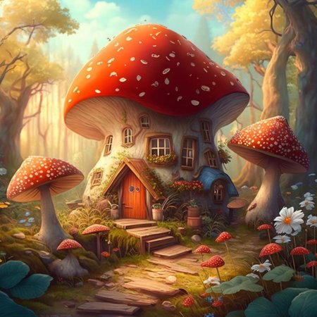 Грибы домики фэнтези