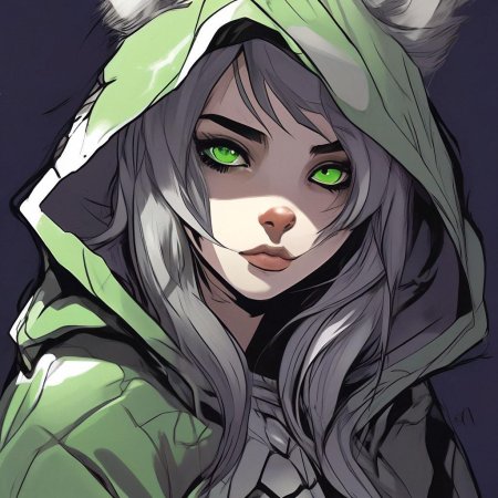 Девушка енот арт