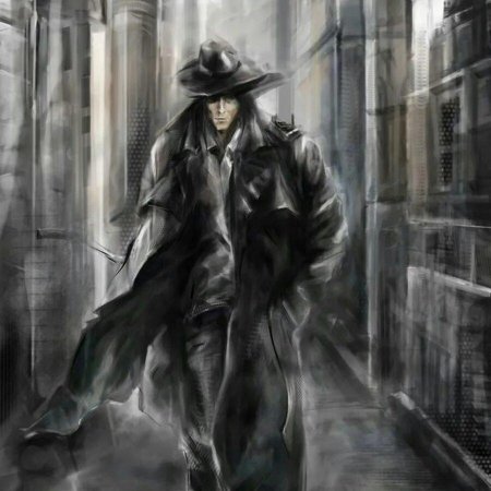 Человек в плаще и шляпе