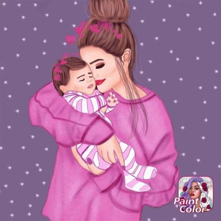 Мама и дочка рисунок