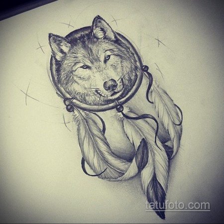 Тату Ловец снов с волком