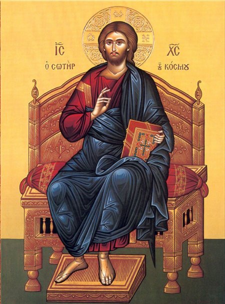 Икона Иисуса Христа Спасителя на троне