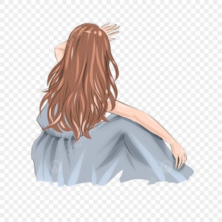 Девушка спиной на прозрачном фоне