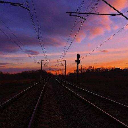 Вечером Эстетика на железной дороге