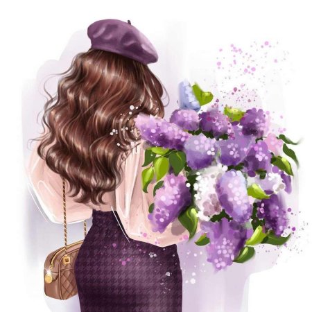 Брюнетка с сиренью
