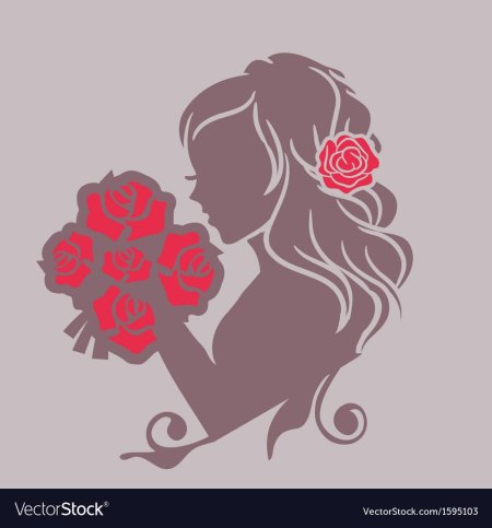 Силуэт девушки с цветами