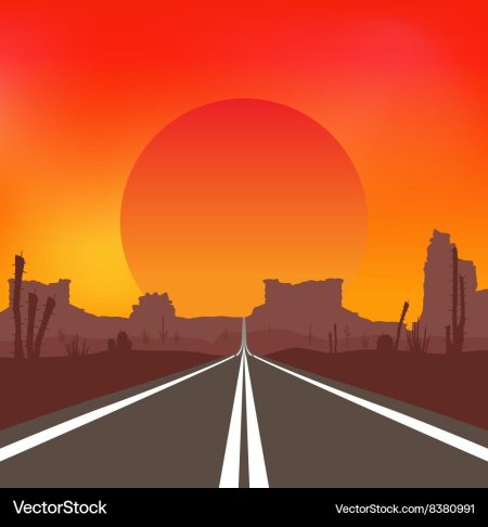 Нарисовать закат с дорогой