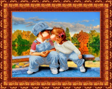 Вышивка крестиком поцелуй