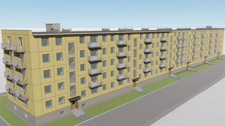 Модель 17 ти этажки панельной 3ds Max