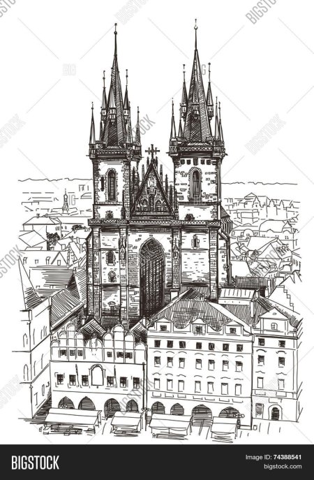 Тынский храм Прага чертеж