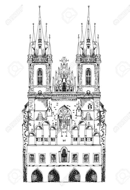 Тынский храм Прага чертеж