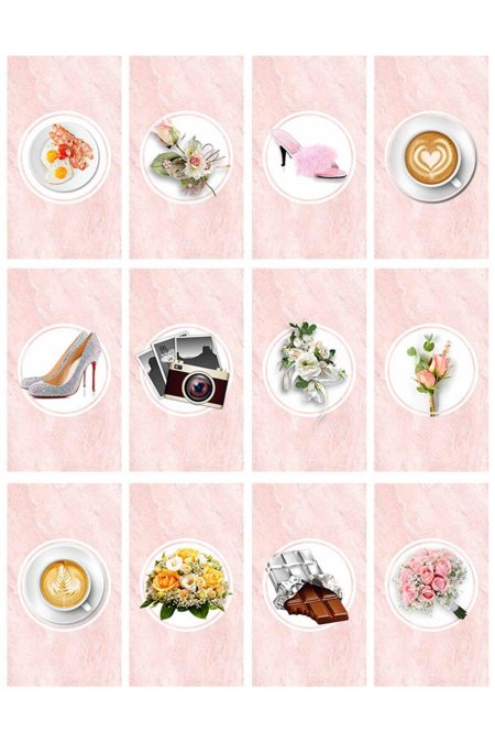 Иконки для актуального в Инстаграм в одном стиле еда