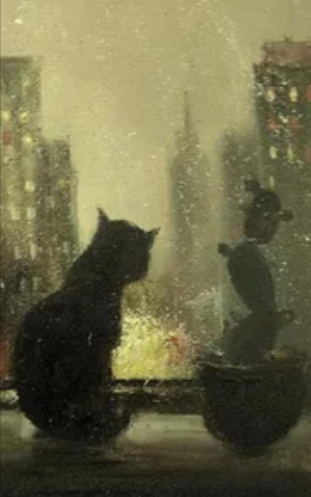 Кот у окна дождь