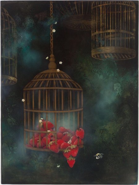 Птица в клетке живопись