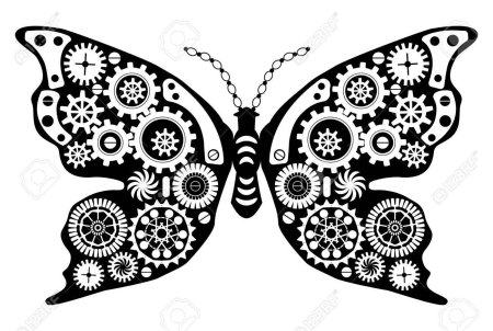 Бабочка стимпанк трафарет