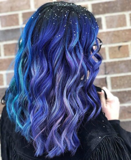 Синее окрашивание волос