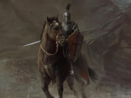 Рыцарь-Храмовник средневековья на коне