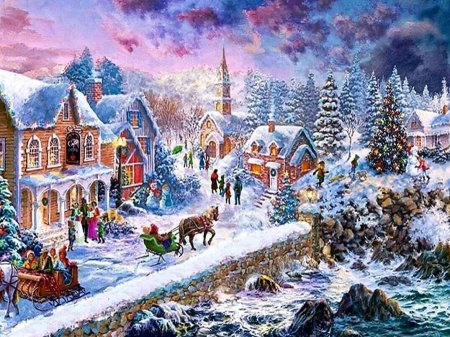 Nicky Boehme картина Рождественская деревня