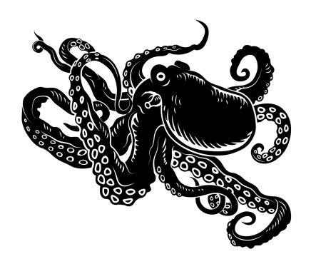 Осьминог черно белый