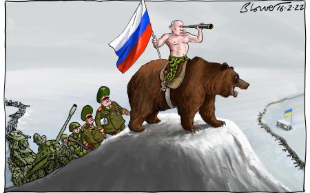 Карикатура Путин на медведе