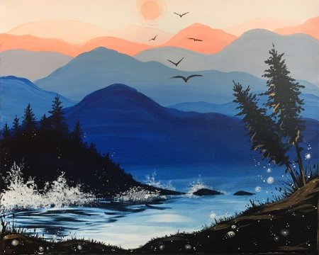 Горный пейзаж правополушарное рисование