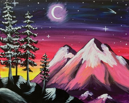 Пейзаж гуашью