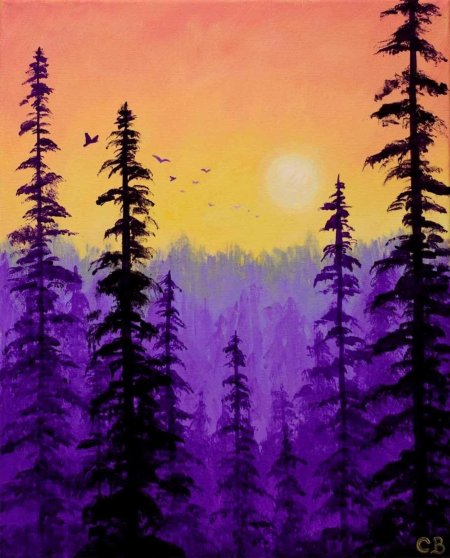 Пейзаж красками