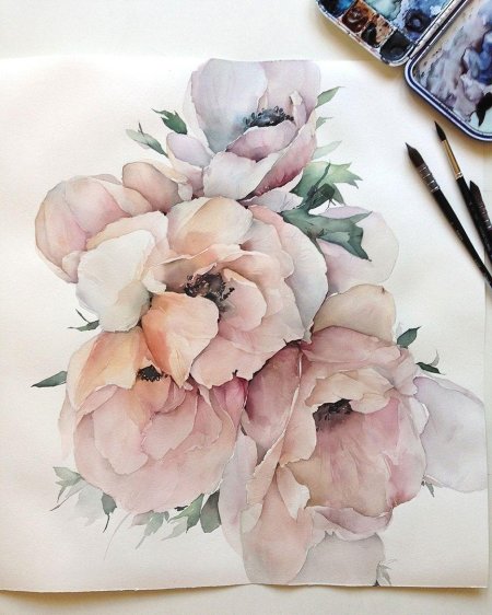 Наталья Каданцева акварель цветы