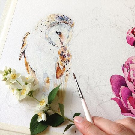 Наталья Каданцева акварель птицы