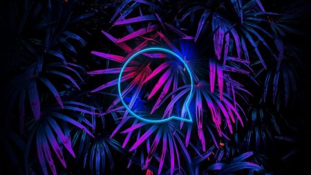 Тропические листья неон