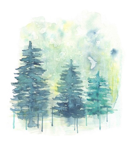 Лес акварелью