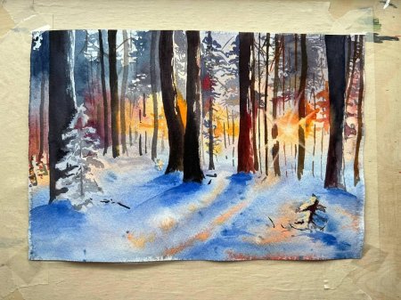 Новогодние рисунки акварелью простые для начинающих