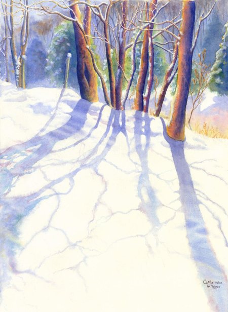 Зима акварель