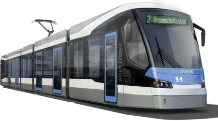 Трамвай на белом фоне