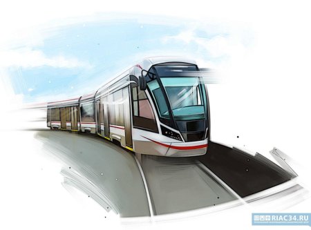 Трамвай на белом фоне