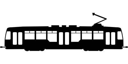 Трамвай контур вектор сбоку