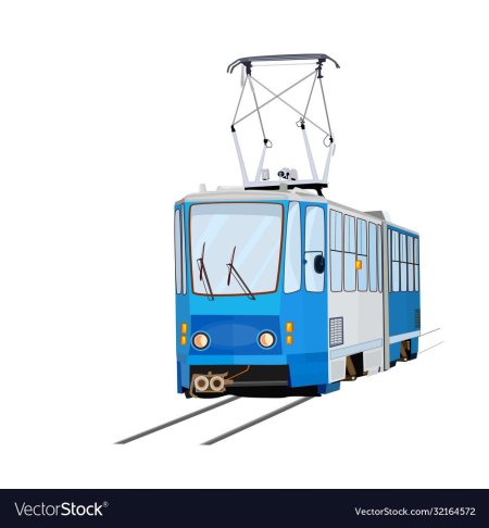 Трамвай на белом фоне