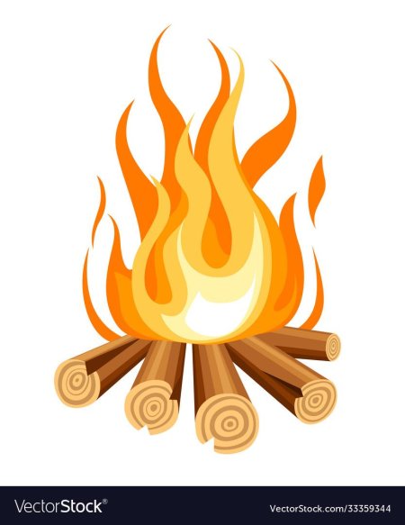 Огонь с дровами вектор