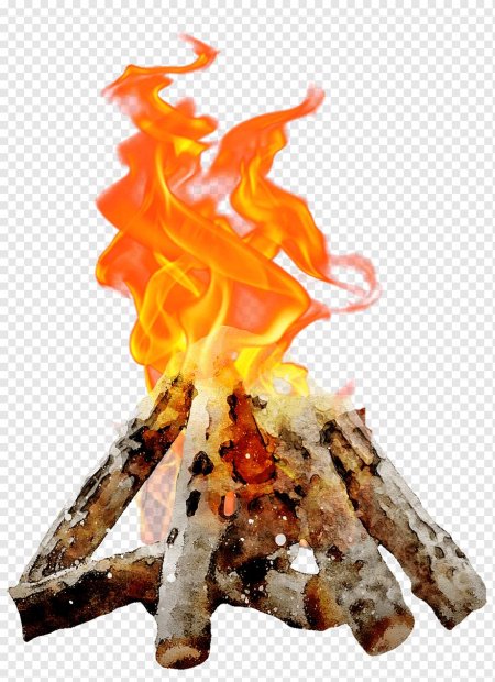 Костер без фона