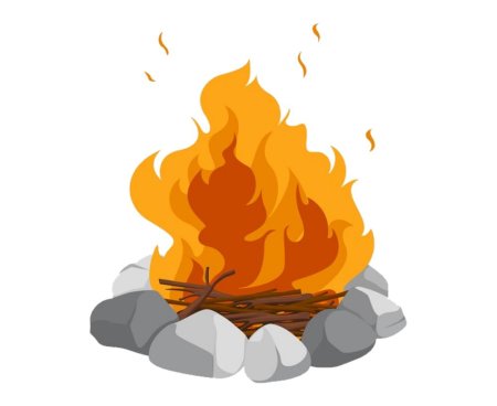 Костер на прозрачном фоне