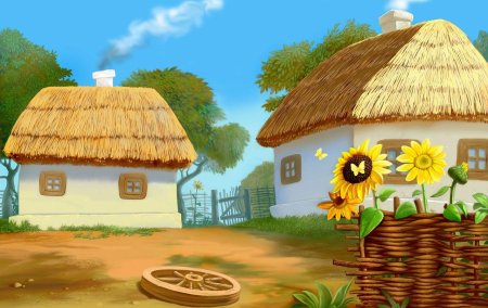 Украинская хата с соломенной крышей